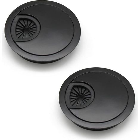 2 Pièces Passe Cable 60 mm Couvercle du Trou de Câble pour Bureaux, Bureaux et Plans de Travail Couleur: Noir Matériau: Alliage de Zinc (1/5)