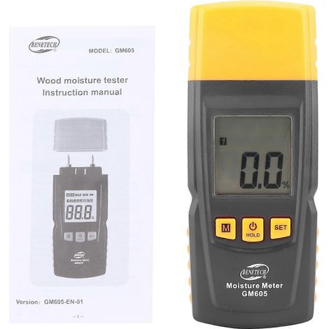 GM605 Holzfeuchtemessgerät mit Nadelanzeige, tragbar, LCD-Hintergrundbeleuchtung, Wassergehaltsmessung, Feuchtigkeitsmessgerät (1/4)