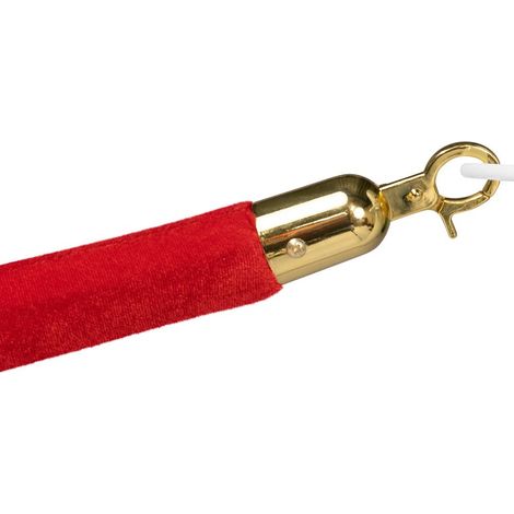 Cordon de séparation pour potelet de tapis rouge - Velours rouge - Fermeture en laiton