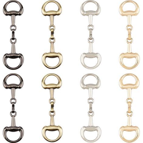 8 pièce 4 couleurs en Alliage Anneau en D Boucles de Mors de Cheval Boucle à Double Embout pour Bricolage Mors de Filet Bijoux de Cheval Mocassins Décoration de Chaussures 72x21x6mm (1/5)