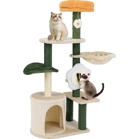 Albero per gatti fiore interni torre morbido peluche centro attività posto grattare sisal (1/3)