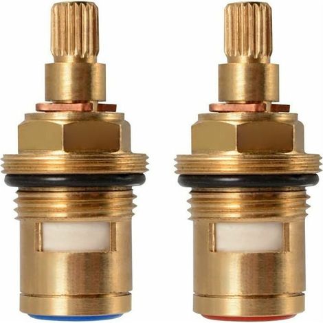 Tete A Disques Ceramique, Paire de cartouches céramique universelles de rechange pour robinet, 1/2" Quart de tour 20 crans x 50mm,une paire (1/5)