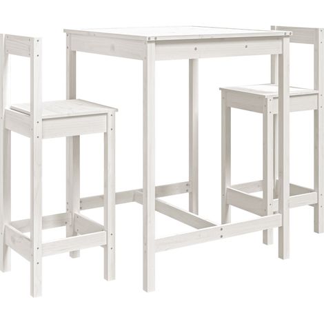 Maison Exclusive - Set Bar da Giardino 3 pz Bianco in Legno Massello di Pino