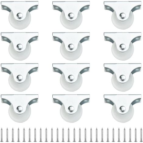 CCYKXA 12 Pcs Petite Roulette pour Meuble 25 mm, Mini Roulettes Directionnels, Roulette Fixe en Plastique et Métal, Petites Roulettes à Visser non Pivotantes, pour Meuble Chariots Cabinet Armoire