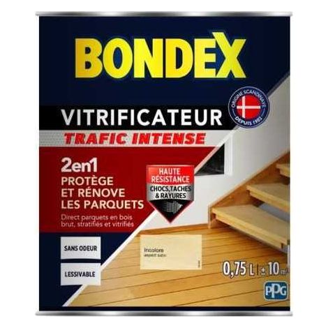BONDEX Vitrificateur Satin pour Proteger et Rénover les Parquets et Escaliers - Incolore