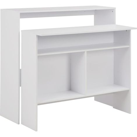 vidaXL Mesa de bar con 2 tableros blanca 130x40x120 cm (1/5)