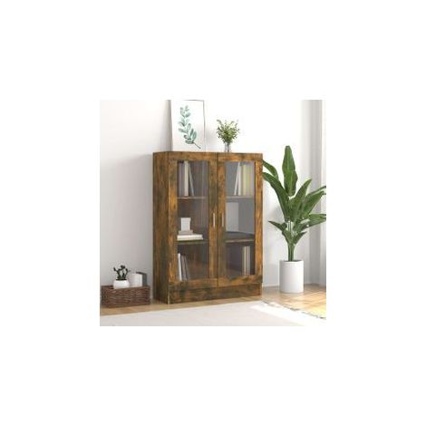 Armoire à vitrine Chêne fumé 82,5x30,5x115 Bois d'ingénierie (1/5)