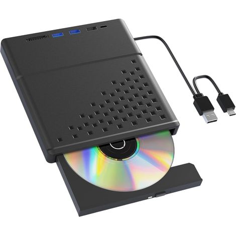 Externer USB 3.0/2.0 & Typ-C CD/DVD-Brenner, tragbares optisches Laufwerk für Laptops und Desktop-PCs