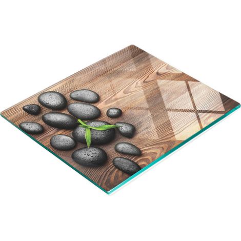 Tabla de cocina decorativa multifuncional de vidrio con piedras de spa, 60x52 cm (1/5)