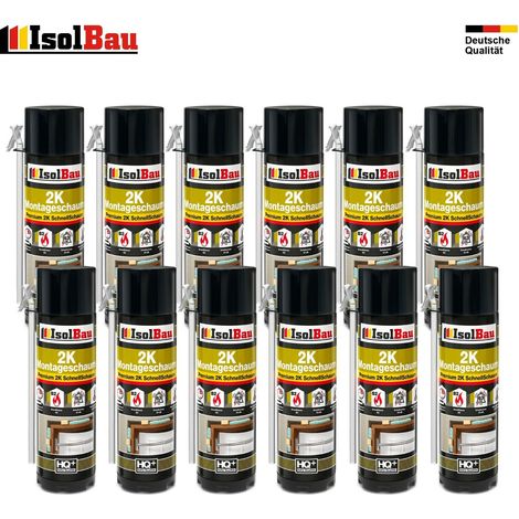 2K Montageschaum 12x 400ml Zargenschaum Türschaum Schnellschaum PU Adapterschaum (1/3)