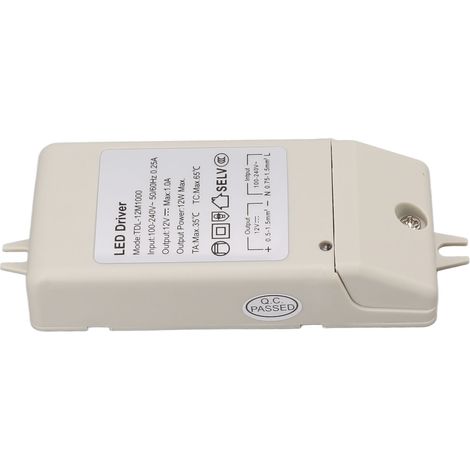 Alimentation LED 12 W CC 12 V 1 A à courant constant pour ruban LED, compatible avec les bandes lumineuses LED CA 100-240 V (TDL 12M1000)
