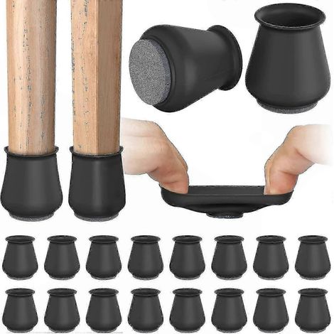 Lot de 16 protège-pieds de meubles, embouts en silicone avec dessous en feutre pour protéger les sols, patins antidérapants pour chaises, pour la maison et le bureau (1/5)