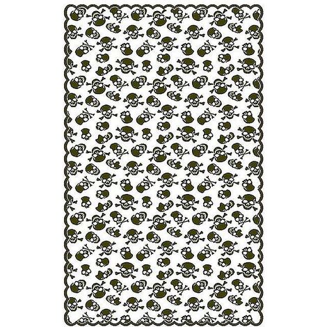 Stück Tischdecke mit Totenkopf aus Spitze