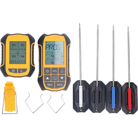 Digitales Koch- und Grillthermometer aus ABS-Kunststoff, kabellos, für Backofen, Räucherofen und andere Lebensmittel, mit 4 Sonden (1/4)