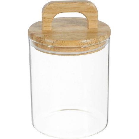 Boîte de conservation pour grains de café, bocal en verre transparent hermétique avec couvercle en bambou pour la cuisine (1/4)