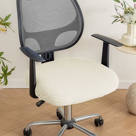 2 teilige Stretch Stuhlhussen für Bürostühle, Jacquard Gewebe, Kissenbezug für Computerstühle, mit Gurten, waschbar, zur Dekoration in Esszimmer, (1/5)