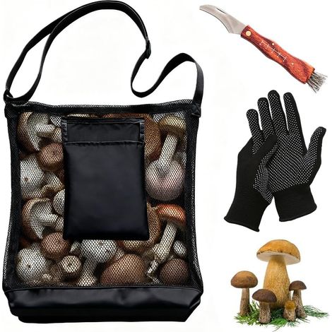 Sac de collecte de champignons, sac à dos pliable, sac à dos de collecte de champignons, sac de cueillette de fruits, sac en maille respirante avec grande capacité pour le bricolage en (1/5)