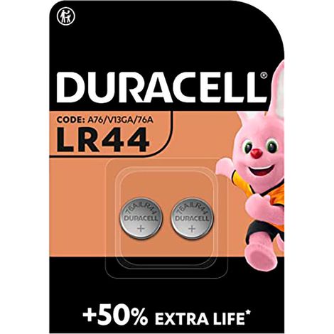 Micro Pila Alcalina Botón Duracell LR44 1,5V (paquete de 2 unidades) ø11,6x5,4mm