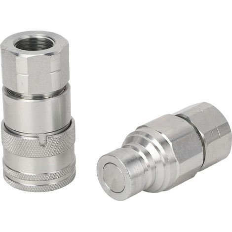 2 raccords hydrauliques avec capuchons anti-poussière, filetage 1/2 NPT, raccords rapides à face plate pour chargeuse compacte (1/5)