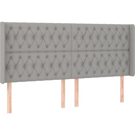 Cabecero accesorio de dormitorio iluminación LED 203 x 16 x 118/128 cm tela gris claro TDL0201302 (1/4)