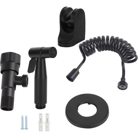 Cikonielf Black G1/2 Thread Stainless Steel Bidet Sprayer Set for Black Style Bathroom Toilet (1/5)