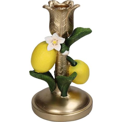Bougeoir Décoratif en Forme de Citron Chandelier Design Fruité Jaune Hauteur 17,5 cm - PANGIVO (1/5)