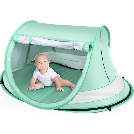 Tenda da spiaggia pop-up per bambini con protezione UPF 50+, zanzariera, tenda da viaggio portatile per interni ed esterni, protezione UV, 110 x 70 x 50 cm (1/4)