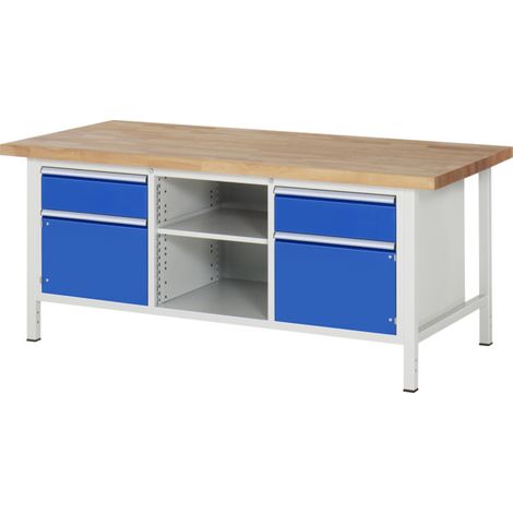 Rau établi réglable en hauteur 8561A2, L2000xP900xH840-1040mm, 2x tiroirs-TA, 2x portes (1/5)