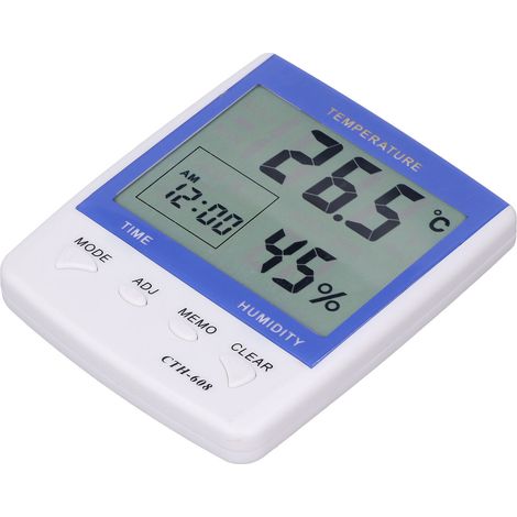Thermometer, Hygrometer, Temperatur- und Feuchtigkeitsmesser mit Digitalanzeige, elektrische Uhr für Zuhause (1/5)