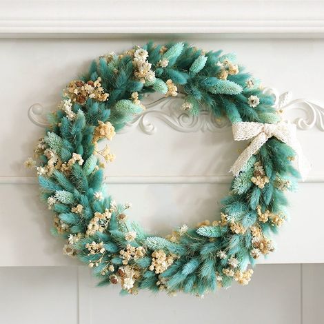 Guirlande De Feuillage Artificielle - Couronne Décorative En Forme De Herbe Tressée Avec Nœud En Dentelle - Pour Porte Intérieure Ou Extérieure - Diamètre 35 Cm (1/3)