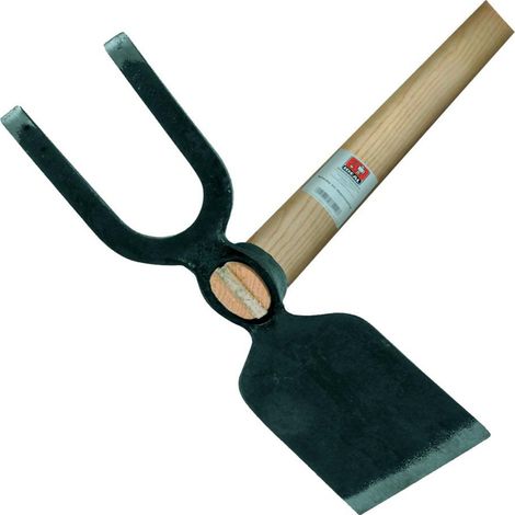 Idealspaten Gartenhacke mit Breitblatt 2 stumpfe Zinken + geschmiedet
