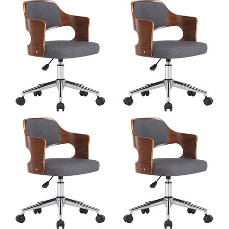 Maison Exclusive - Sedie da Pranzo Girevoli 4 pz Grigie in Legno Curvo e Tessuto (1/5)
