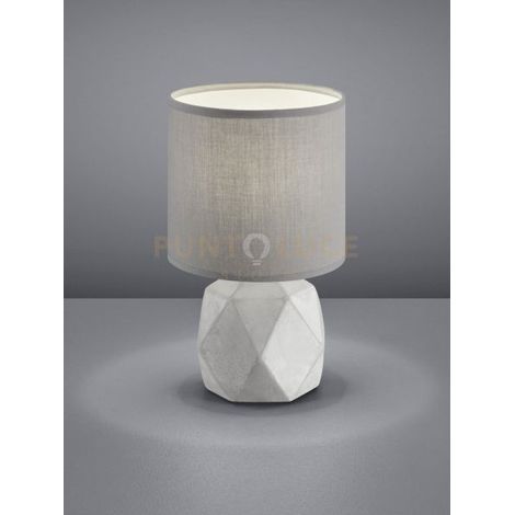 PIKE LAMPADA DA TAVOLO CON BASE CEMENTO A ROMBI E PARALUME GRIGIO H. 28CM D. 16CM ATTACCO E14