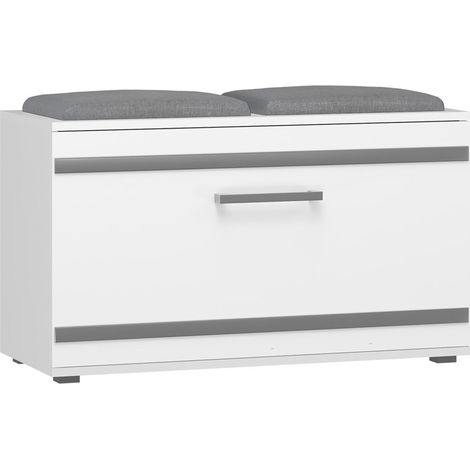 Zapatero con asiento - Blanco mate - Diseño moderno - Perfecto para el recibidor (1/5)