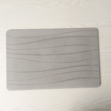 Tapis de sol en terre de diatomées, matériau dur, adapté aux salles de bains et aux cuisines (gris incurvé, 39 x 60 x 0,9 cm)