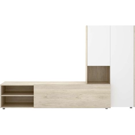 Conjunto salón Laso acabado Natural-Blanco 140.6cm(alto) 2,27 cm(ancho) 40 cm (fondo) (1/4)