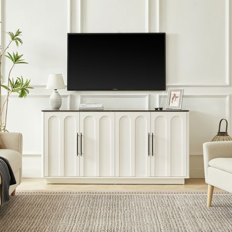 Mobile TV credenza 160 cm in MDF bianco e nero OKMYHOME (1/5)
