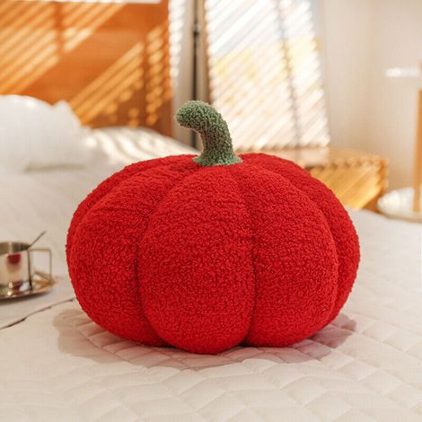 Coussin citrouille doux, peluche citrouille, coussin de canapé, décoration d'Halloween, cadeaux, rougeFY rouge (1/5)