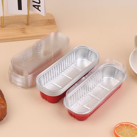20Pcs Moule à Cuisson Mini : Forme rectangulaire avec couvercle, moule à gâteau en feuille d'aluminium, avec coussinets pour coupes à muffins (1/4)