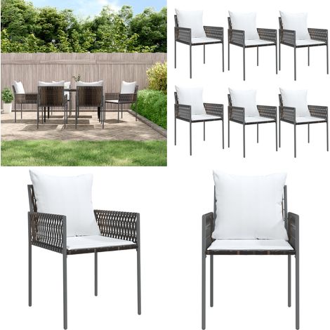 Gartenstühle mit Kissen 6 Stk. Braun 54x61x83 cm Poly Rattan - Gartenstuhl - Outdoor Möbel - Terrassentisch - Esszimmerset - Lounge Set - Home & Living (1/5)