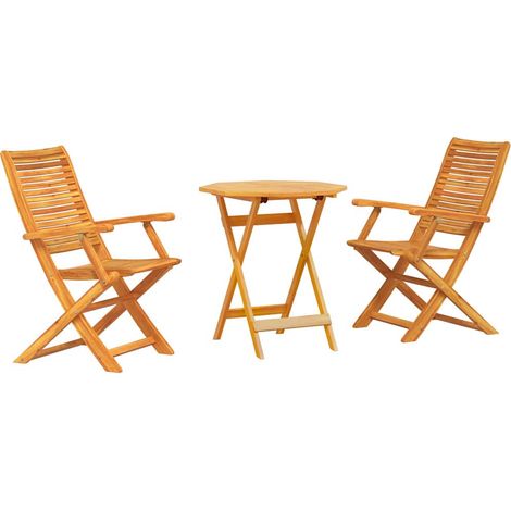 Maison Exclusive - Klapp Bistro Set 3 pcs Braun Massivholz Akazie