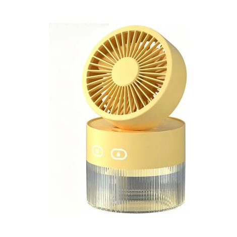Ventilador nebulizador portátil con 3 velocidades de viento, diseño plegable, luz nocturna y pulveriza una bruma refrescante (amarillo). (1/5)