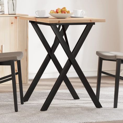 vidaXL Table à manger cadre en X 80x50x75,5cm bois de pin massif acier