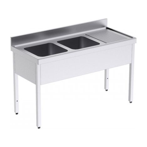 Plonge Inox Professionnelle Double Egouttoir à Droite Gamme 600 - Distform