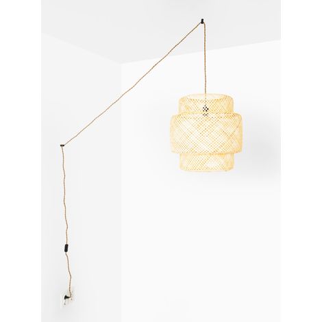 Suspension en osier "JENSEN" - Ø50cm - Avec interrupteur et boho chic