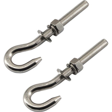 Lot de 2 boulons à œillet M12 en acier inoxydable avec écrou et rondelles à tige filetée longue tige filetée ronde Crochet à œillet Vis (1/5)
