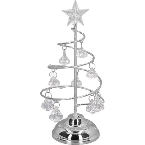 Lampe de Noël LED pour sapin, petite lampe décorative en cristal et fer, veilleuse idéale pour offrir, lumière argentée et blanche. (1/5)