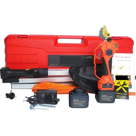 Sécateurs électriques Cisailles Sans Fil, 21v, 1.9m, Tige D'Extension Rétractable, for L'élagage Des Bonsaïs Et Des Branches D'Arbres Fruitiers Ciseaux électriques professionnels ( Color : Oranje , Si (1/5)
