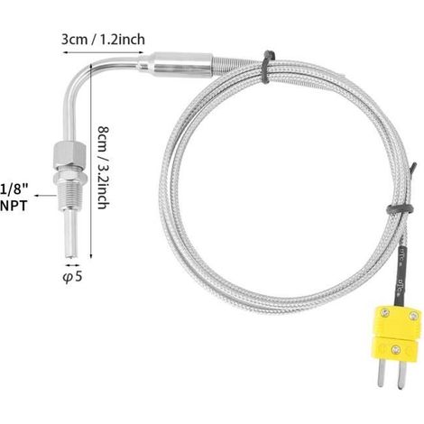 1 M Thermoelement Typ EGT K mit freiliegender Spitze und Anschluss für Gastemperaturfühler (1/4)