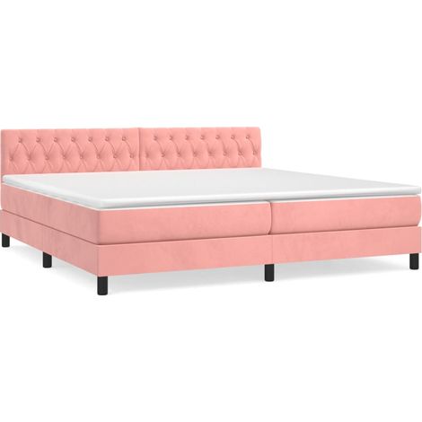 Maison Exclusive - Cama box spring con colchón terciopelo rosa 20